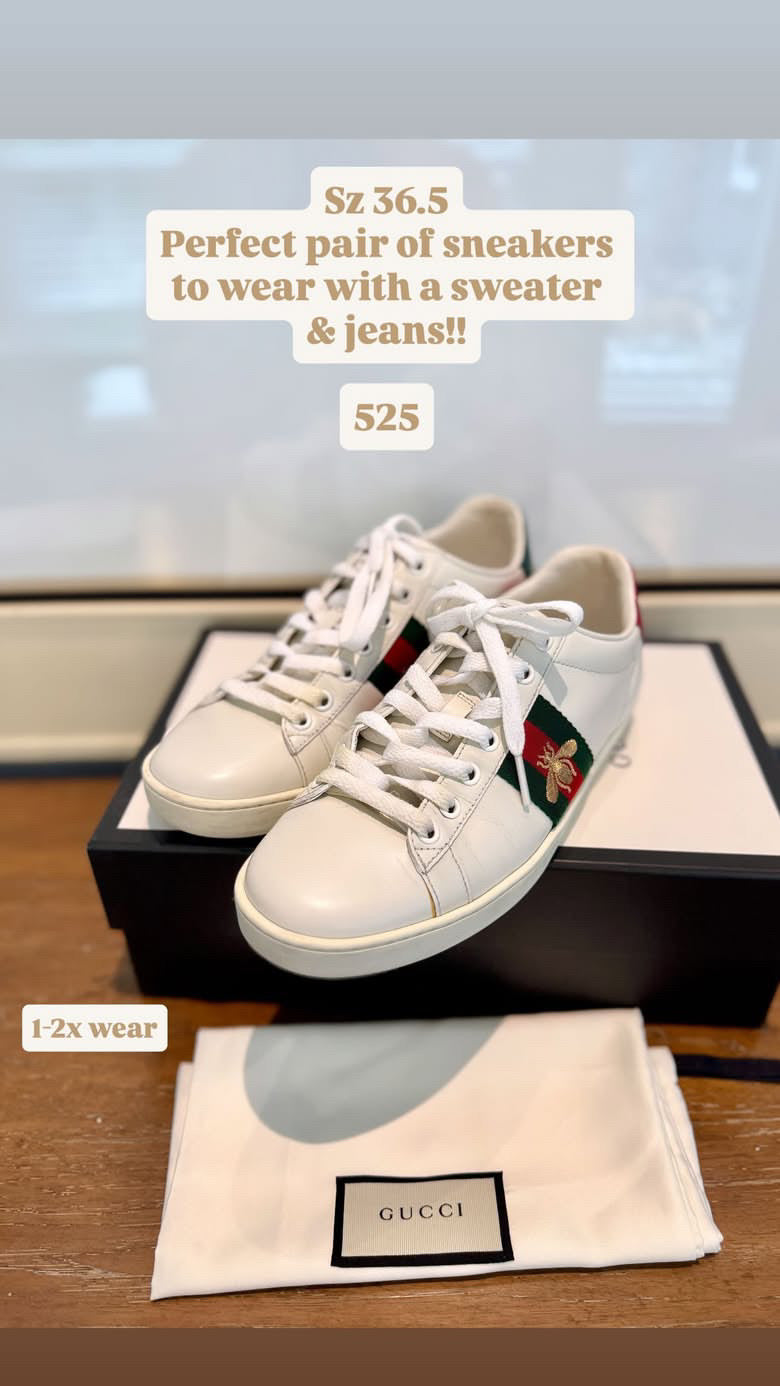 Gucci White Ace Sneakers with Bee Embroidery | LuxLoveLouis