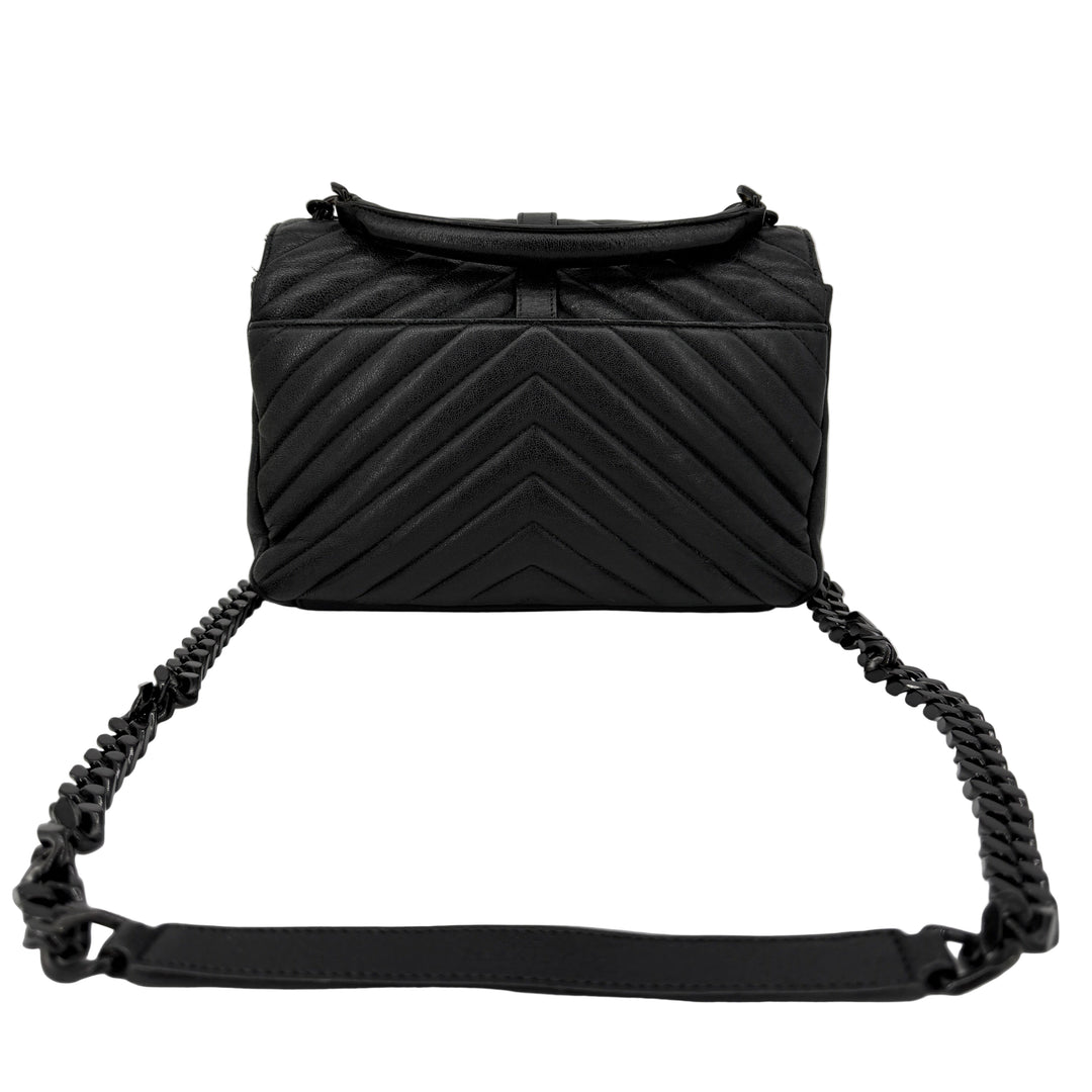 Saint Laurent College Medium Chain Shoulder Bag – Black Quilted Leather