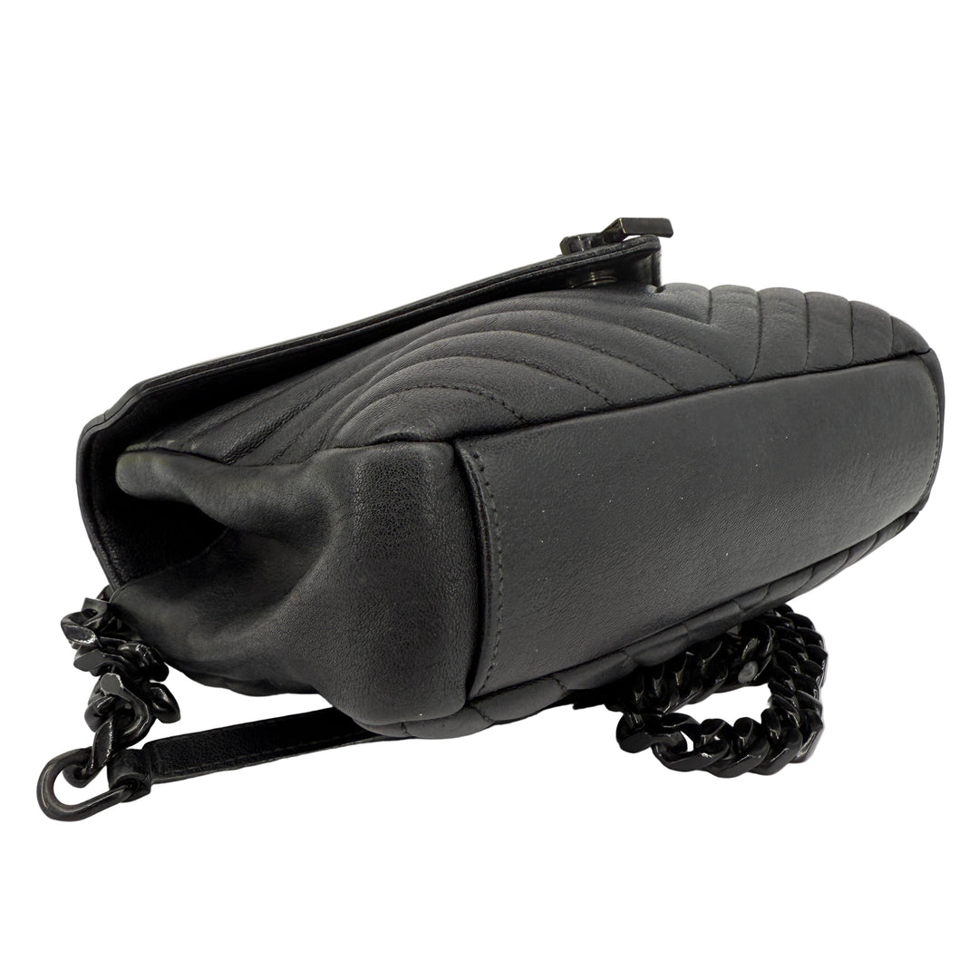 Saint Laurent College Medium Chain Shoulder Bag – Black Quilted Leather