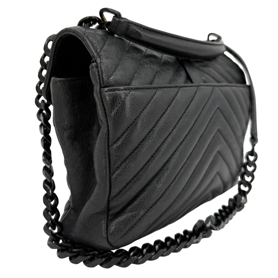 Saint Laurent College Medium Chain Shoulder Bag – Black Quilted Leather