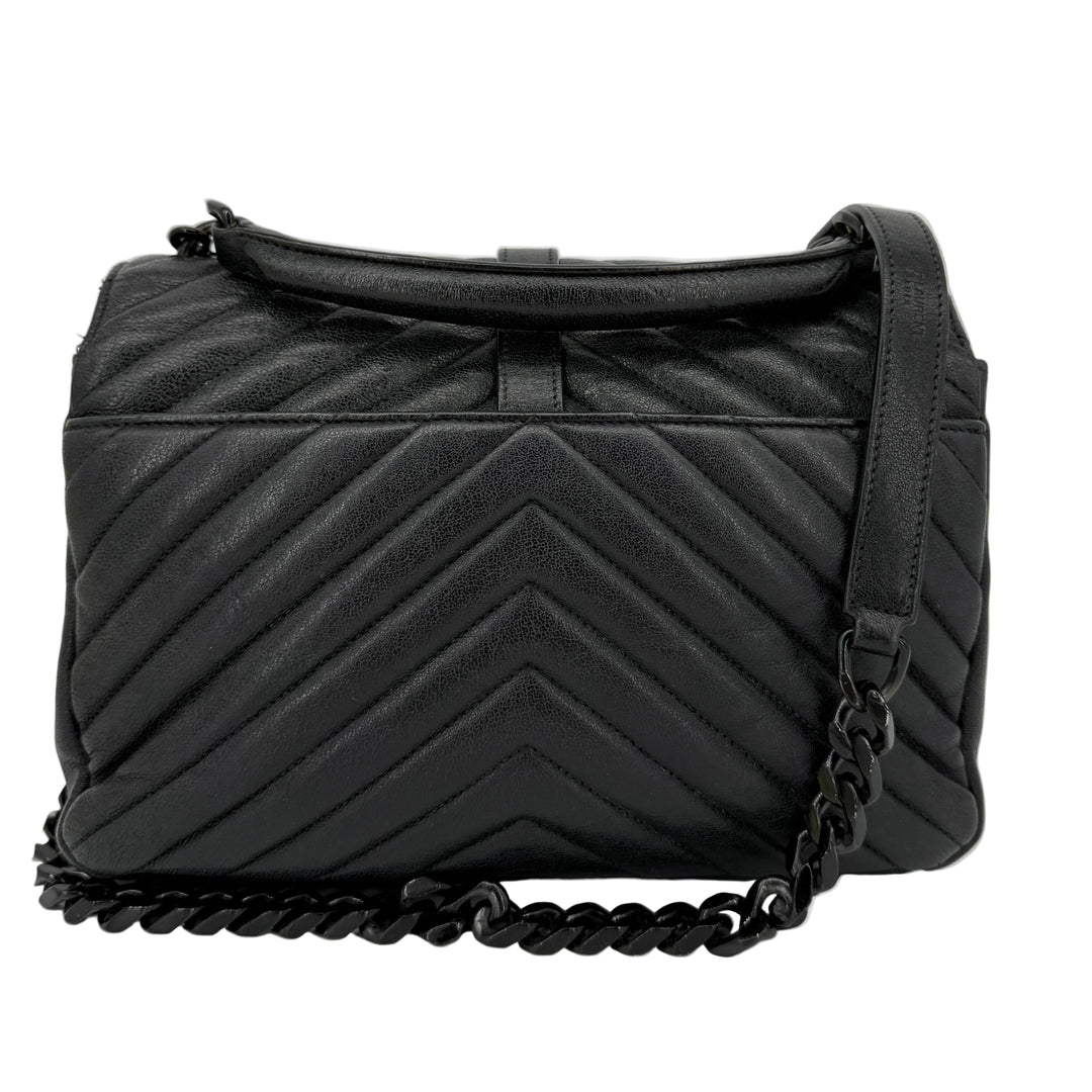 Saint Laurent College Medium Chain Shoulder Bag – Black Quilted Leather