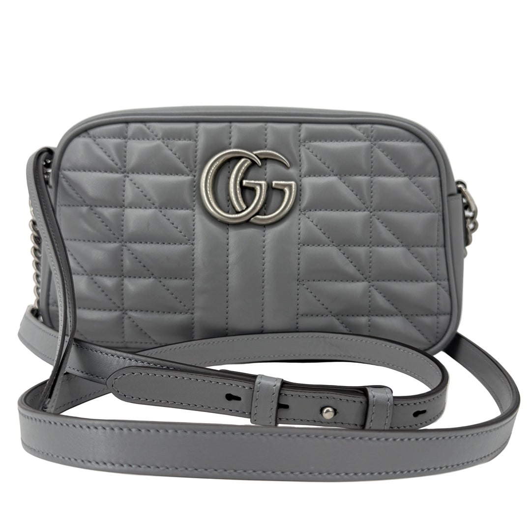 Gucci GG Marmont Aria Small Chain Shoulder Bag – Deep Grey Matelassé Calfskin