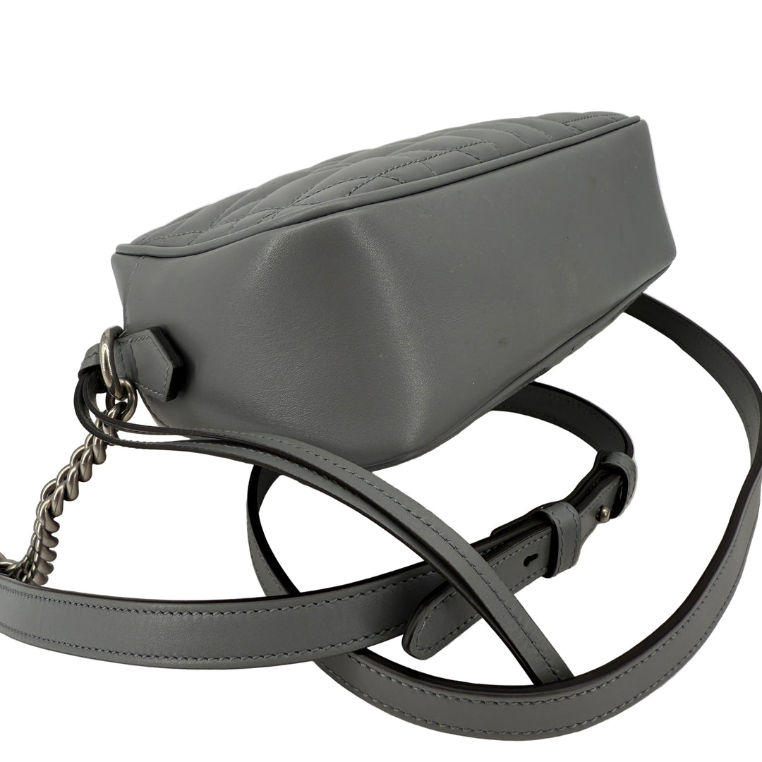 Gucci GG Marmont Aria Small Chain Shoulder Bag – Deep Grey Matelassé Calfskin