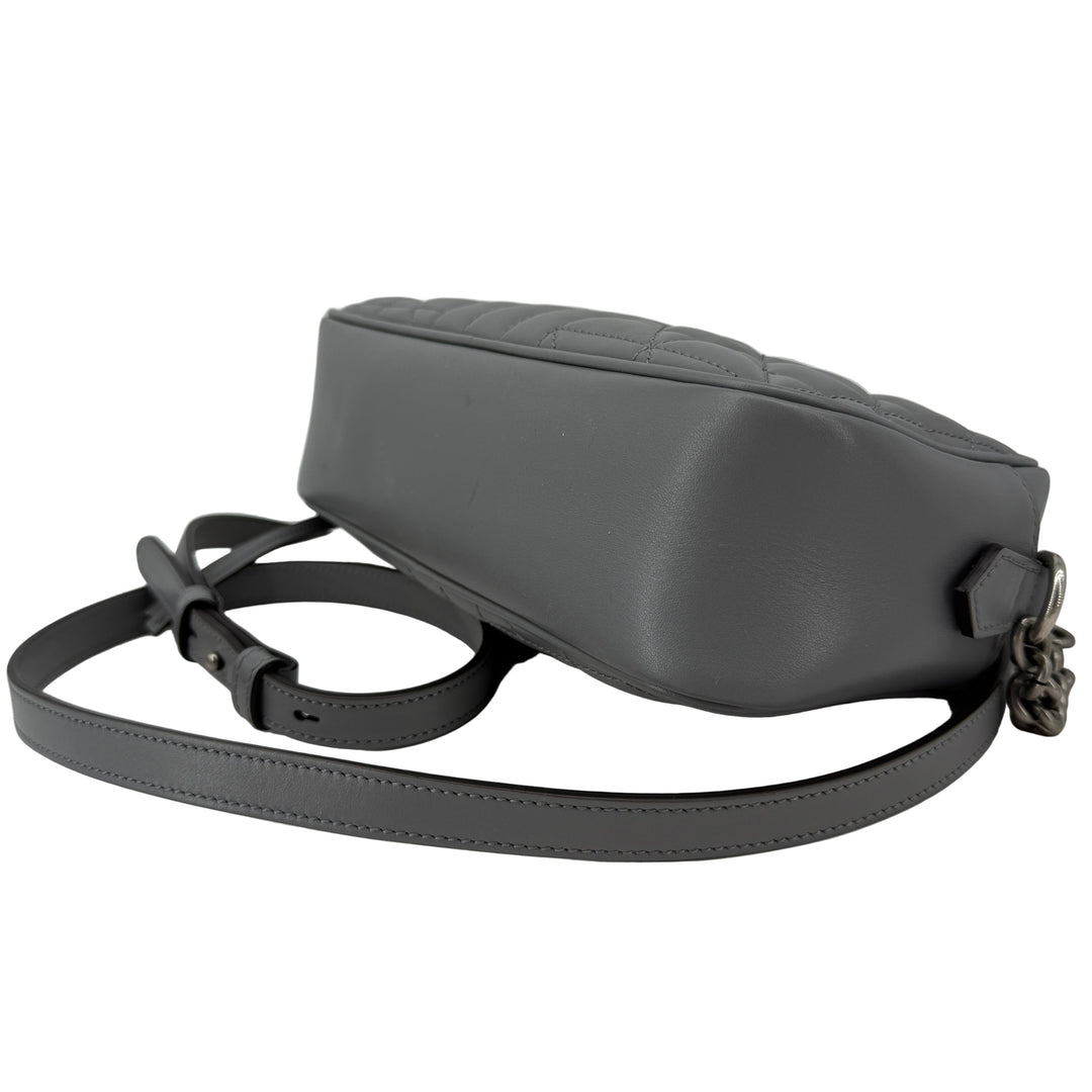 Gucci GG Marmont Aria Small Chain Shoulder Bag – Deep Grey Matelassé Calfskin