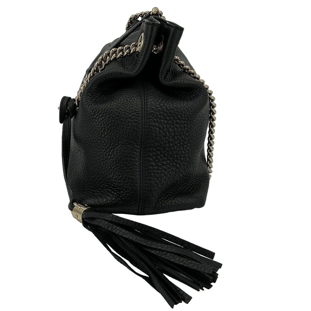 Gucci Soho Medium Chain Shoulder Bag – Black Pebbled Calfskin