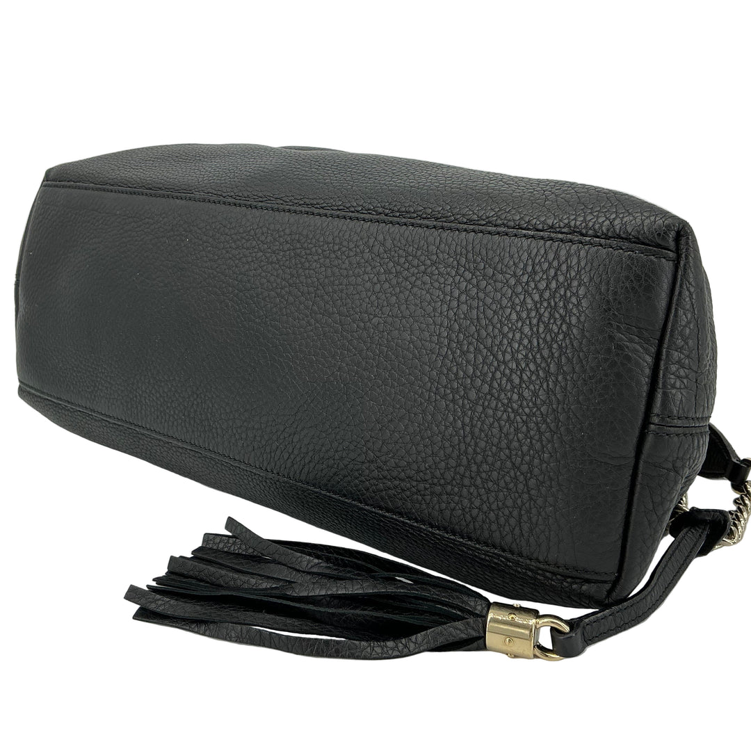 Gucci Soho Medium Chain Shoulder Bag – Black Pebbled Calfskin