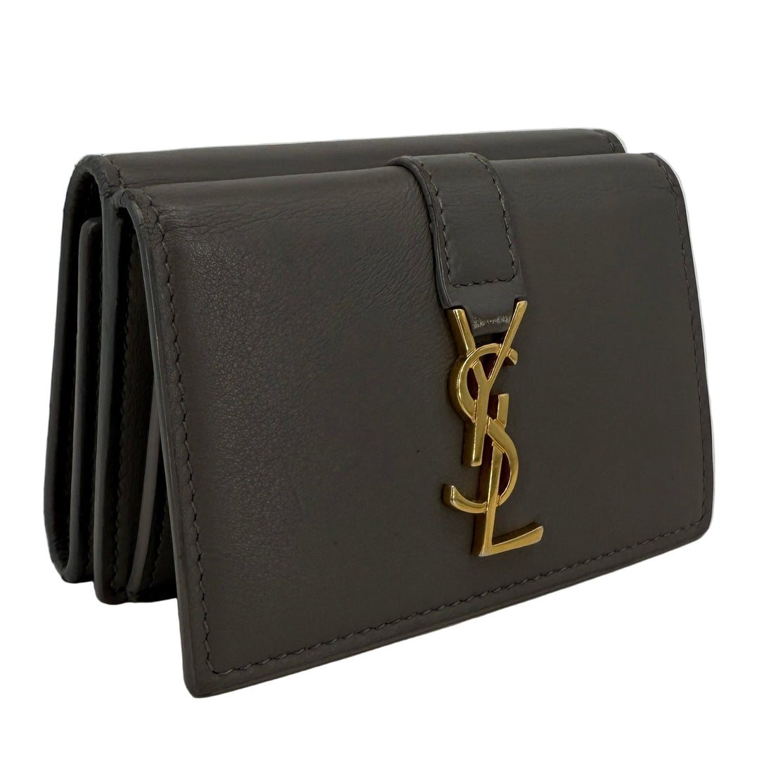 Saint Laurent Monogram Card Holder – Gray Leather