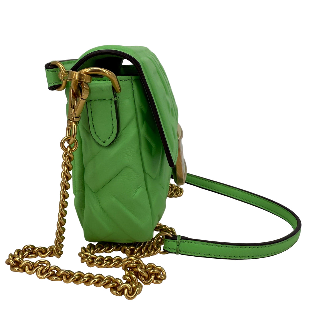 Fendi FF 1974 Embossed Mini Baguette – Tomatillo Green Nappa Leather