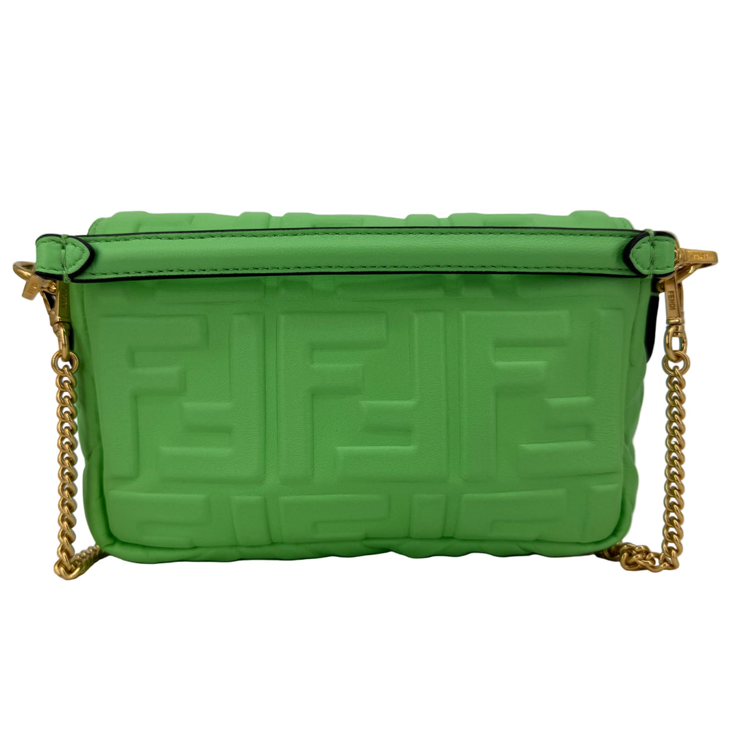 Fendi FF 1974 Embossed Mini Baguette – Tomatillo Green Nappa Leather