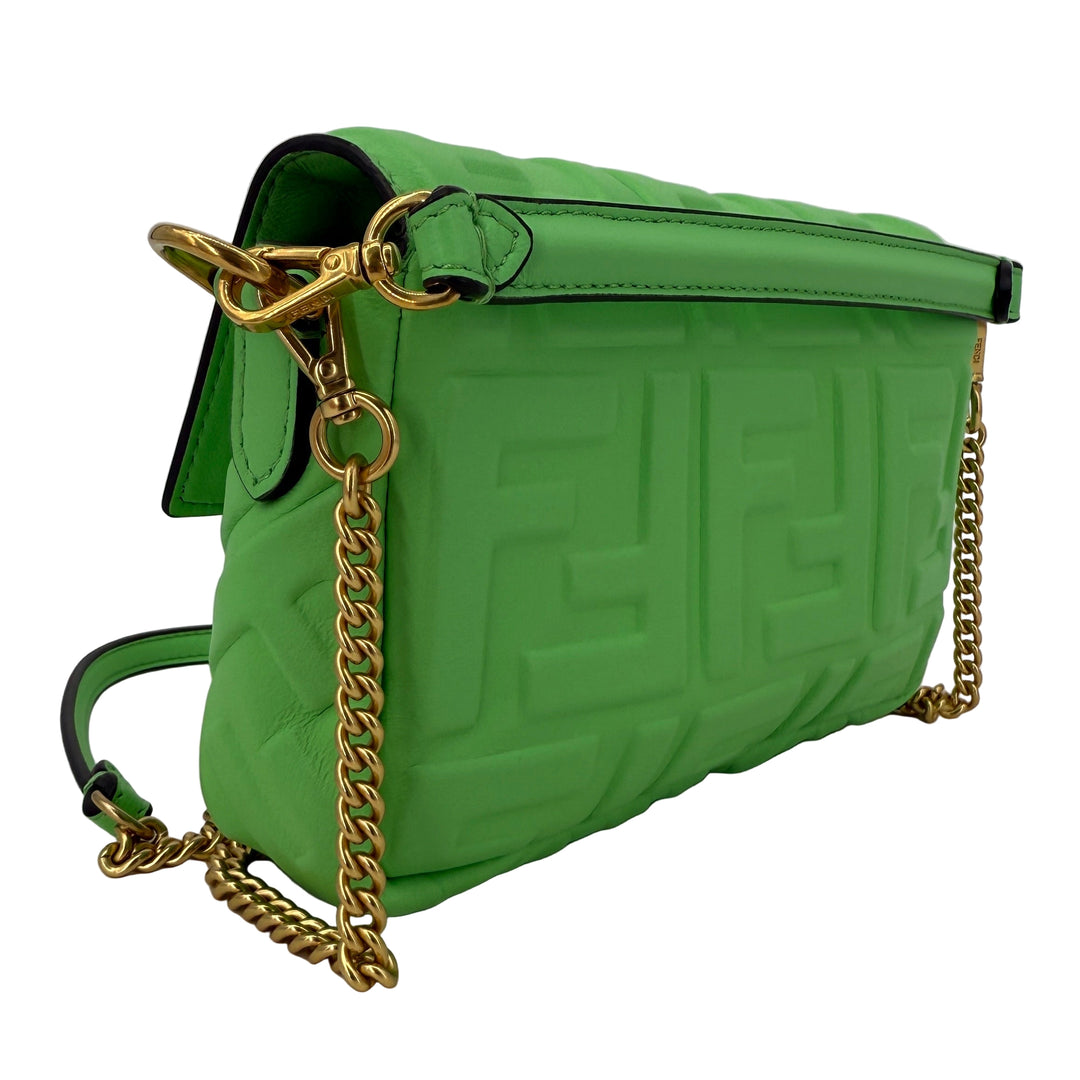 Fendi FF 1974 Embossed Mini Baguette – Tomatillo Green Nappa Leather