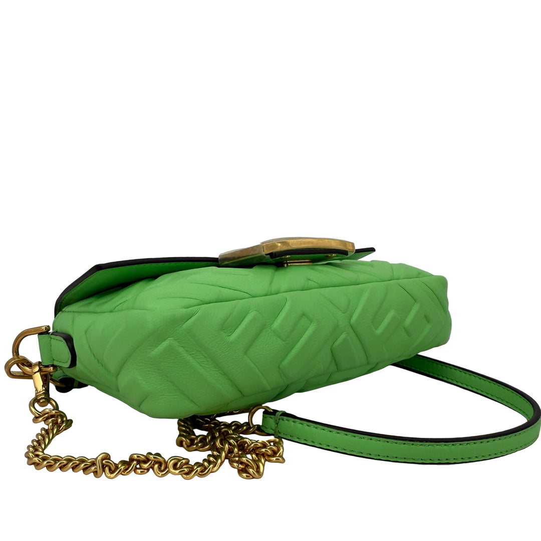 Fendi FF 1974 Embossed Mini Baguette – Tomatillo Green Nappa Leather