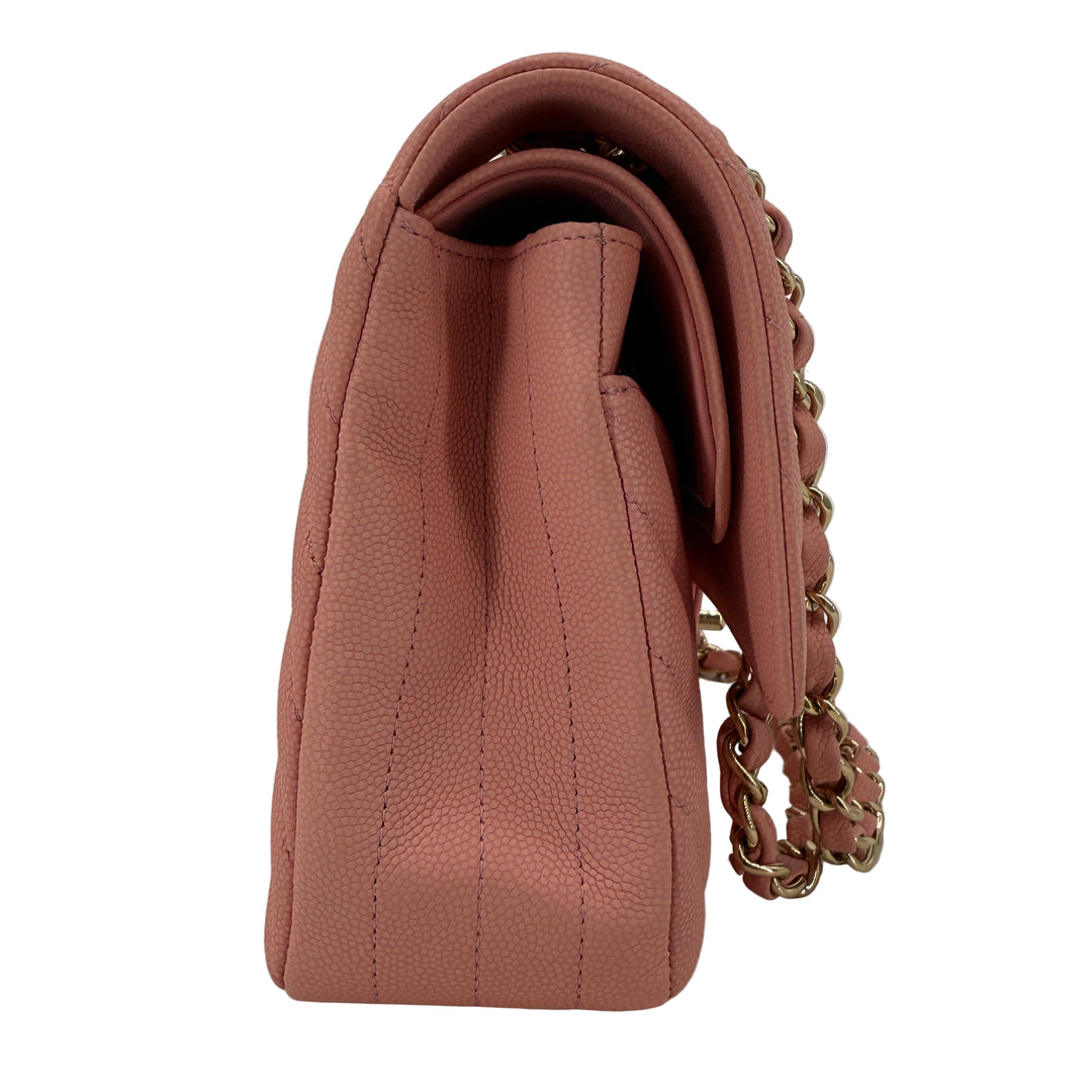 Chanel Medium Double Flap – Light Pink Chevron Caviar, Light Gold Hardware