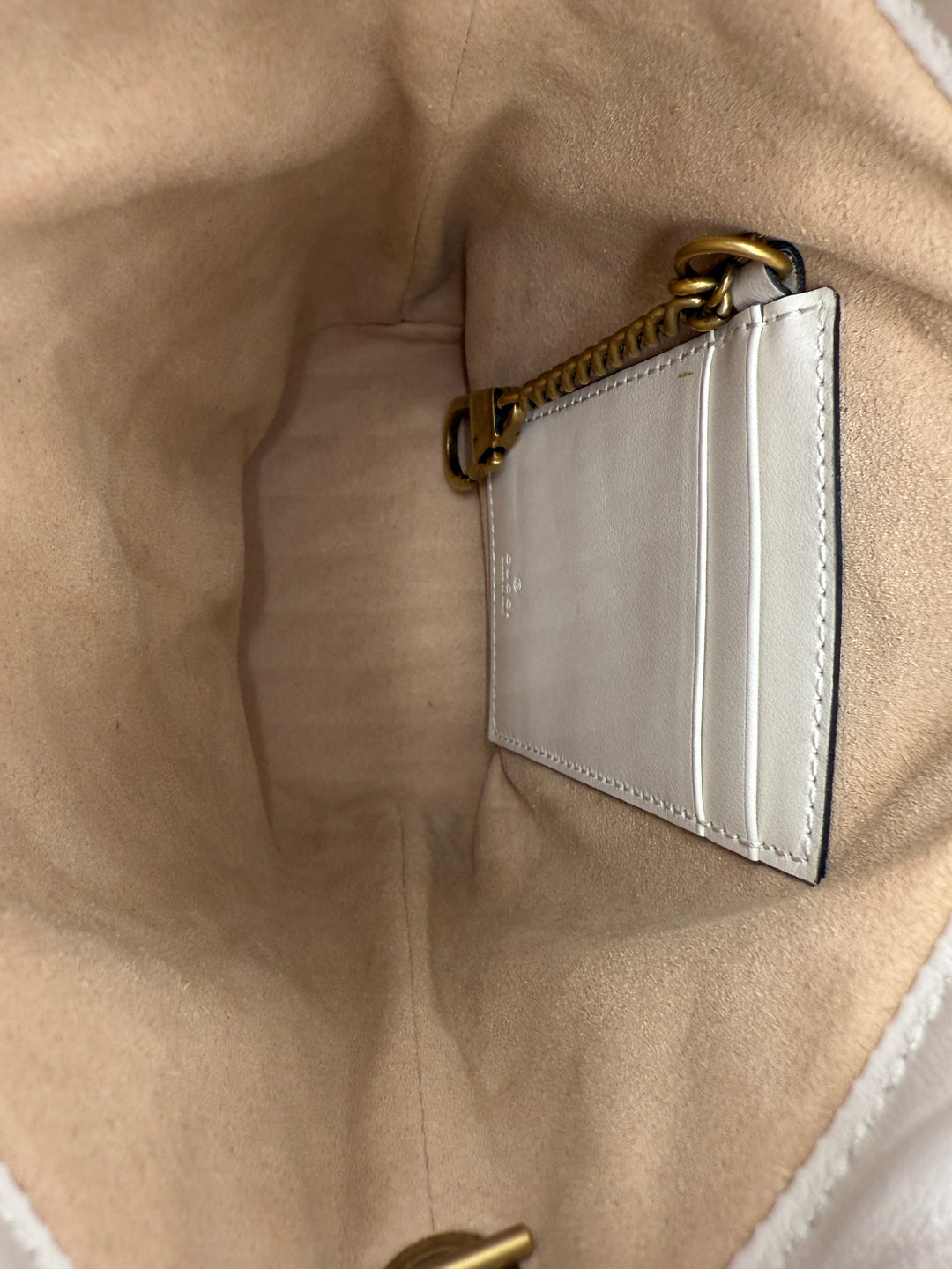 Gucci Mini GG Marmont White Calfskin Bucket Bag | LuxLoveLouis