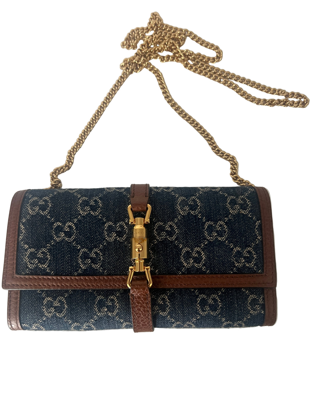 Gucci Jackie 1961 Chain Wallet – New Denim GG Monogram, Blue Tea Cuir