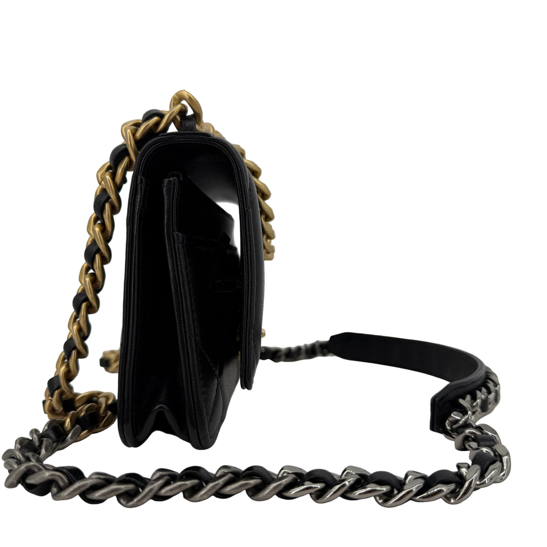 Chanel 19 Black Lambskin Wallet On Chain WOC | LuxLoveLouis