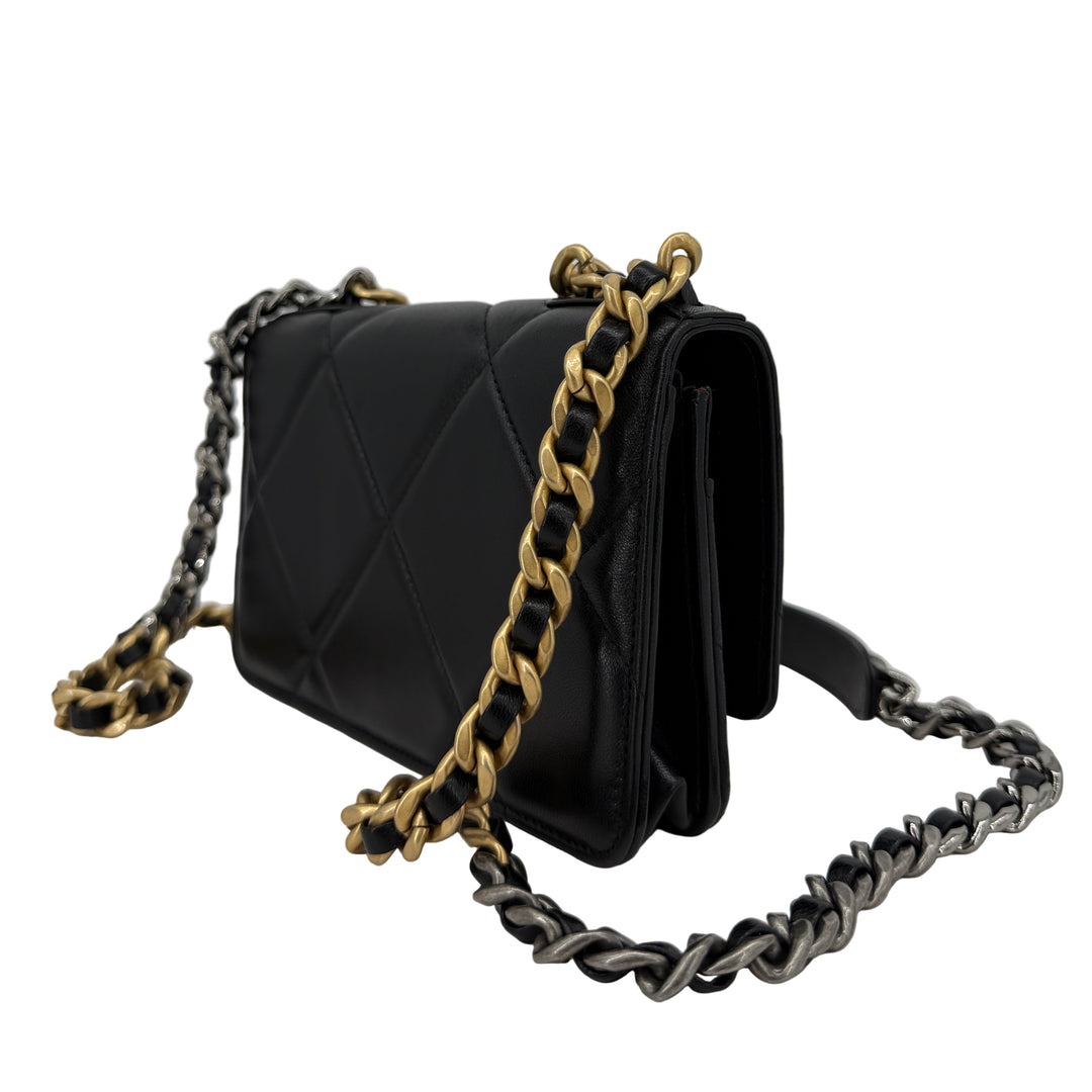 Chanel 19 Black Lambskin Wallet On Chain WOC | LuxLoveLouis