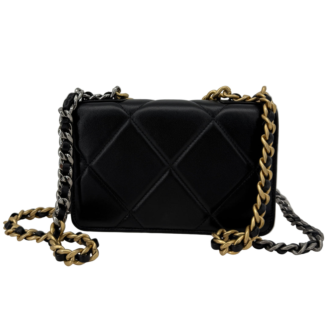 Chanel 19 Black Lambskin Wallet On Chain WOC | LuxLoveLouis