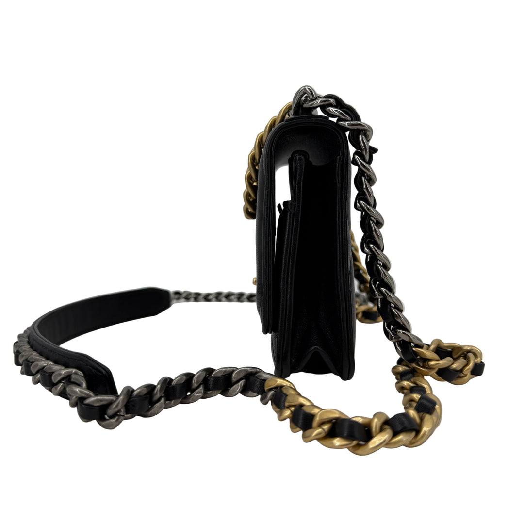 Chanel 19 Black Lambskin Wallet On Chain WOC | LuxLoveLouis