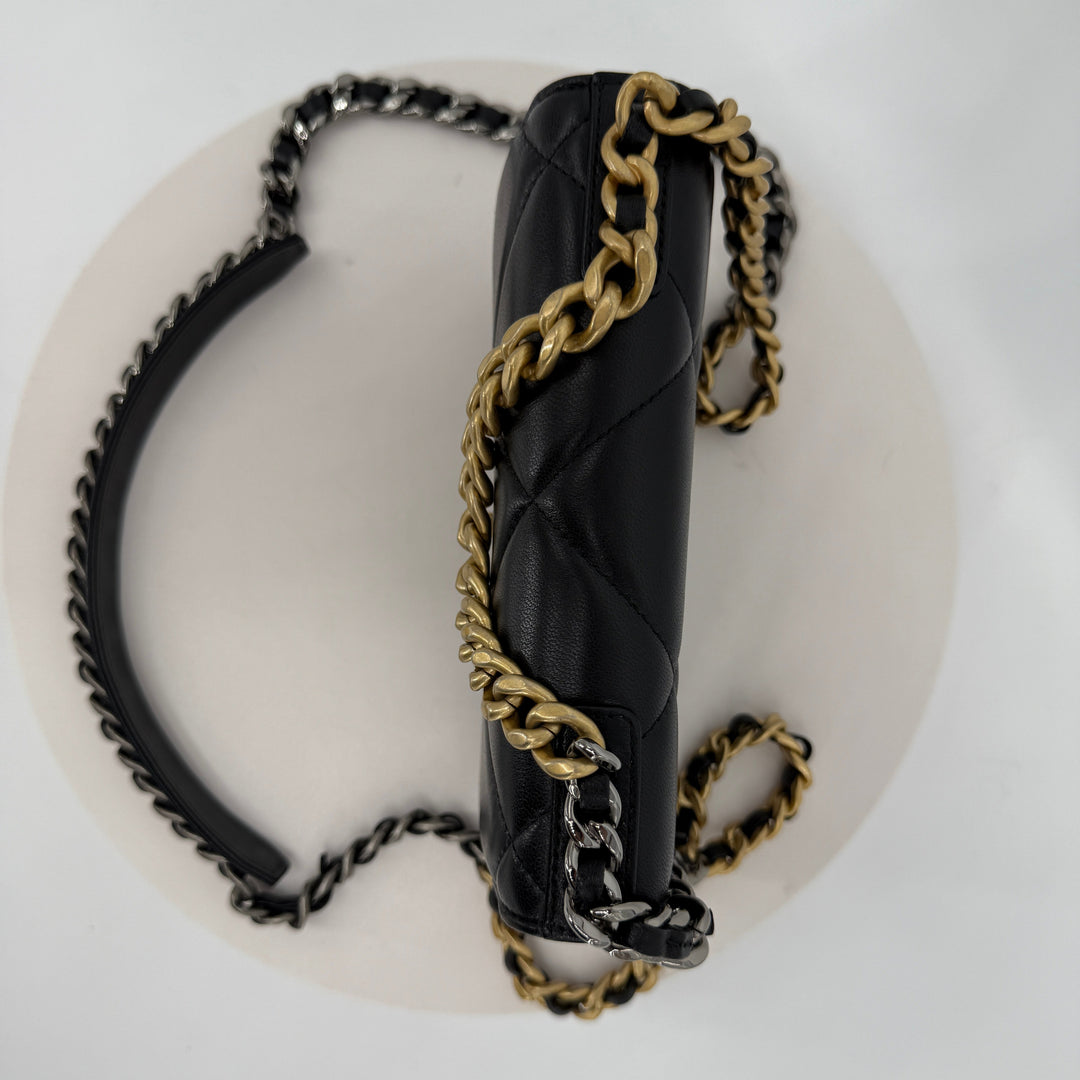 Chanel 19 Black Lambskin Wallet On Chain WOC | LuxLoveLouis