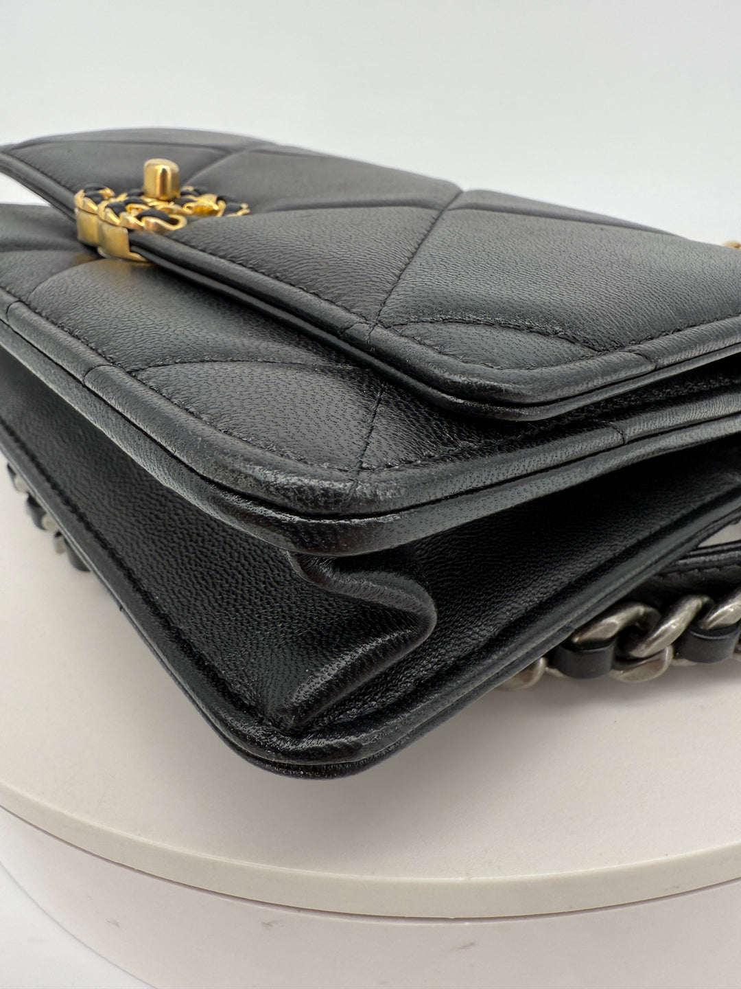 Chanel 19 Black Lambskin Wallet On Chain WOC | LuxLoveLouis