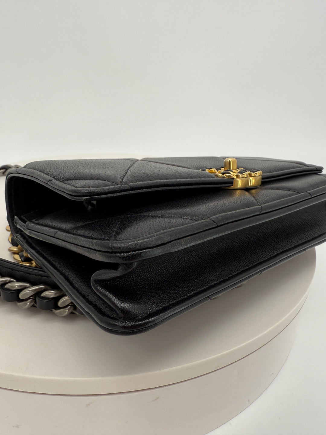 Chanel 19 Black Lambskin Wallet On Chain WOC | LuxLoveLouis