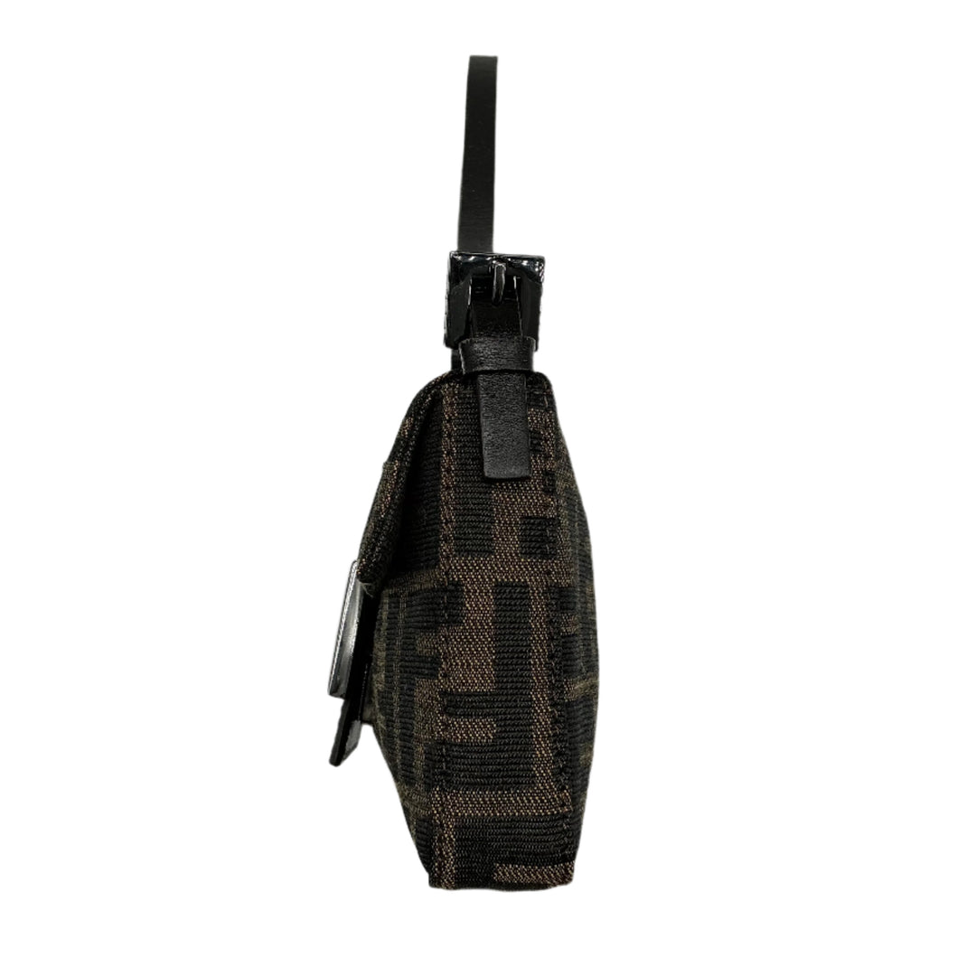 Fendi Zucca Mini Baguette – Tobacco Canvas with Brown Leather