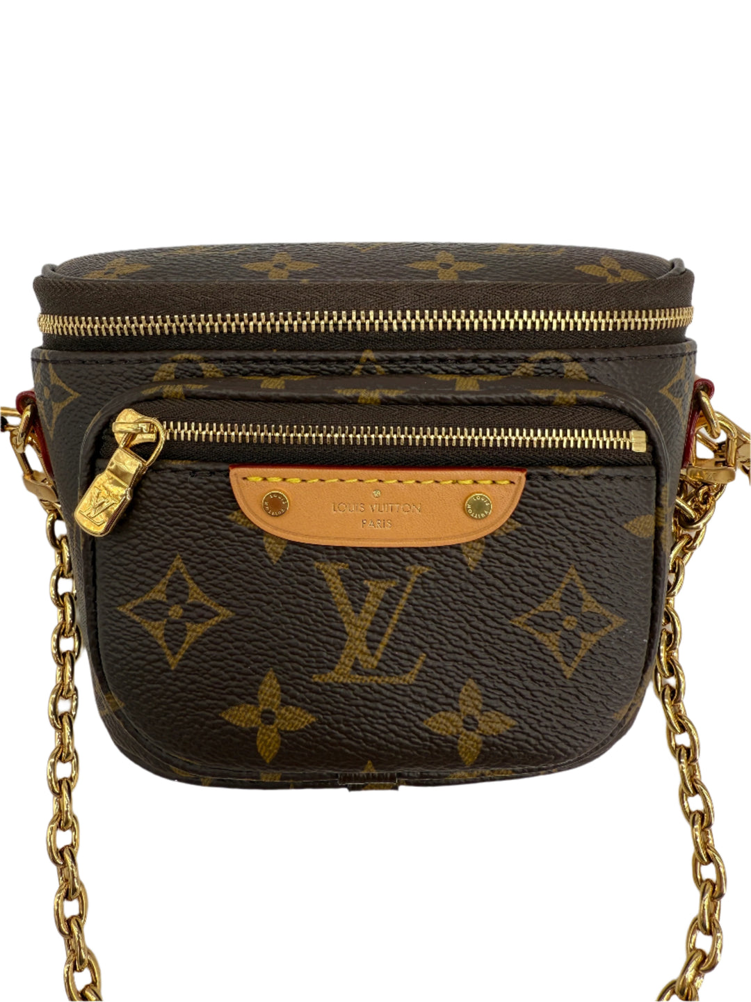 Louis Vuitton Mini Bumbag – Monogram Canvas with Vachetta Strap Removable Gold Chain