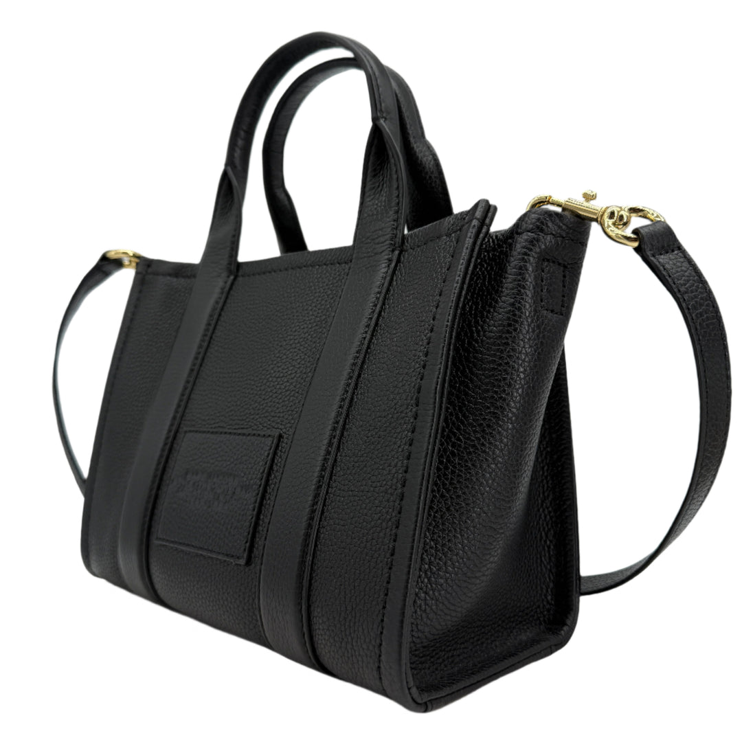 Marc Jacobs Small The Tote Bag – Black Grained Calfskin Leather with Adjustable Strap