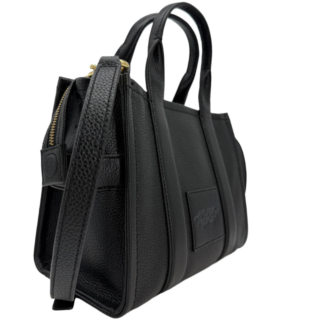 Marc Jacobs Small The Tote Bag – Black Grained Calfskin Leather with Adjustable Strap