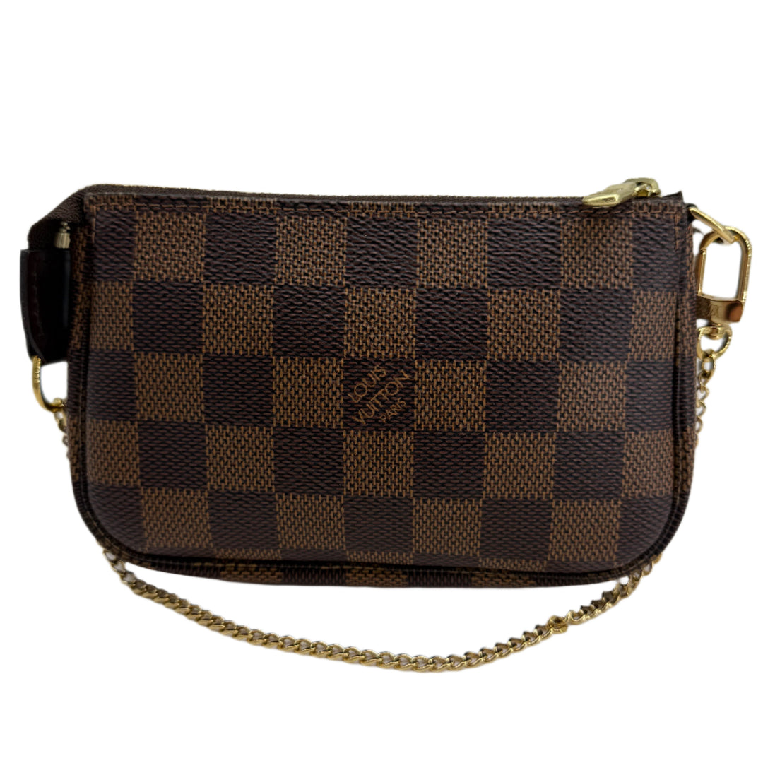 Louis Vuitton Mini Pochette Accessoires – Damier Ebene Canvas with Gold Chain