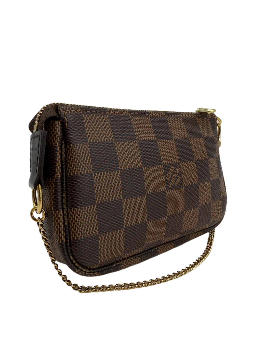 Louis Vuitton Mini Pochette Accessoires – Damier Ebene Canvas with Gold Chain