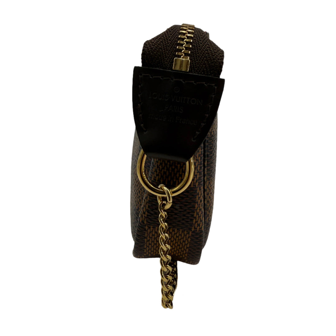 Louis Vuitton Mini Pochette Accessoires – Damier Ebene Canvas with Gold Chain