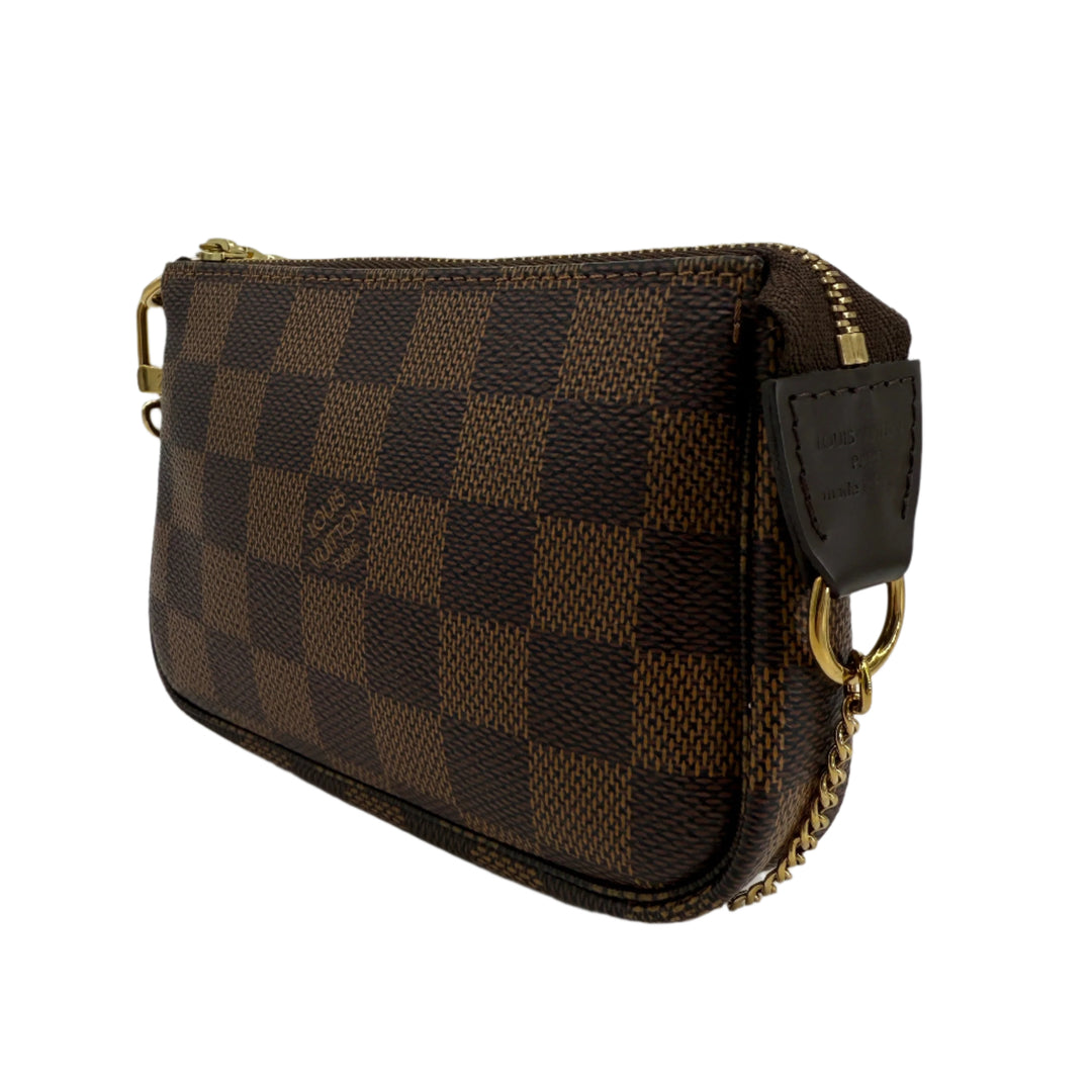 Louis Vuitton Mini Pochette Accessoires – Damier Ebene Canvas with Gold Chain