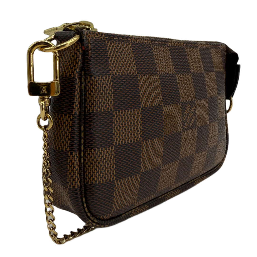 Louis Vuitton Mini Pochette Accessoires – Damier Ebene Canvas with Gold Chain