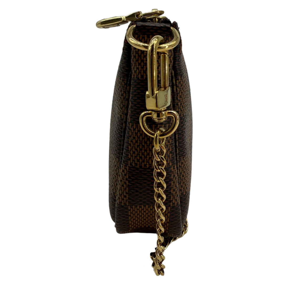 Louis Vuitton Mini Pochette Accessoires – Damier Ebene Canvas with Gold Chain