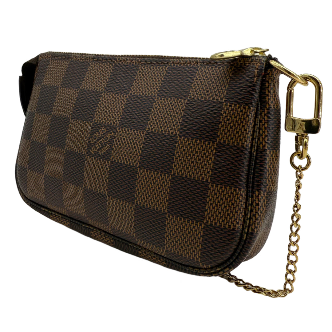 Louis Vuitton Mini Pochette Accessoires – Damier Ebene Canvas with Gold Chain