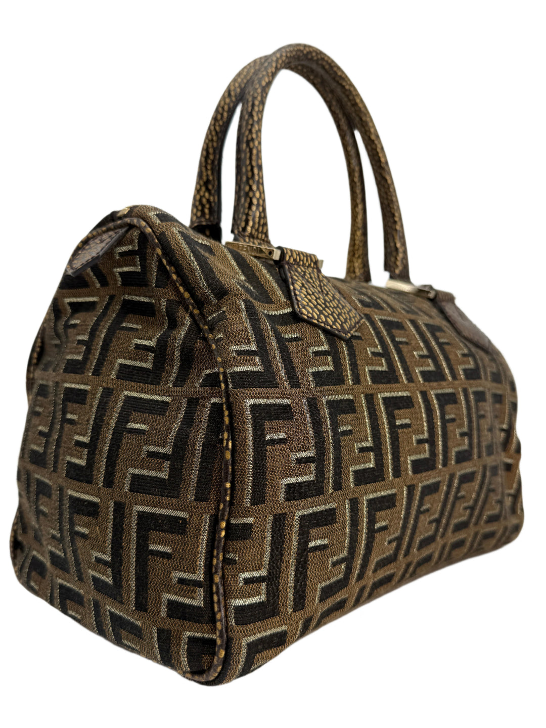 Fendi Medium Chef Boston Bag – Zucca Canvas with Oro Moro Vitello Leather Trim