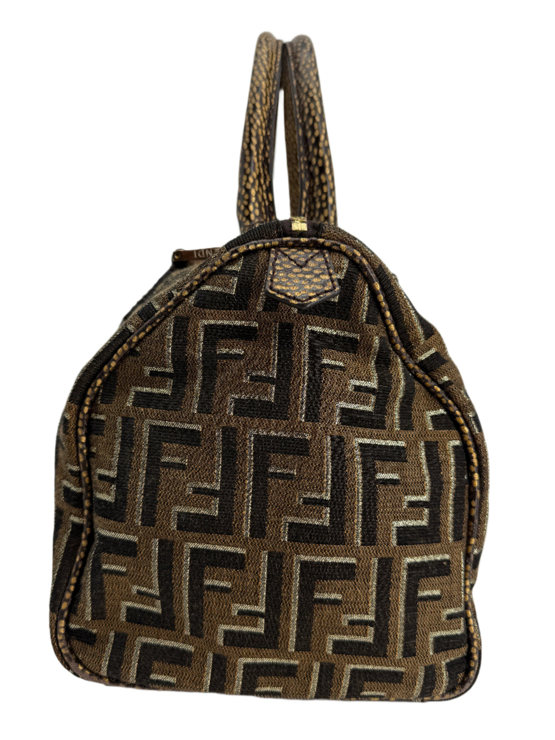 Fendi Medium Chef Boston Bag – Zucca Canvas with Oro Moro Vitello Leather Trim