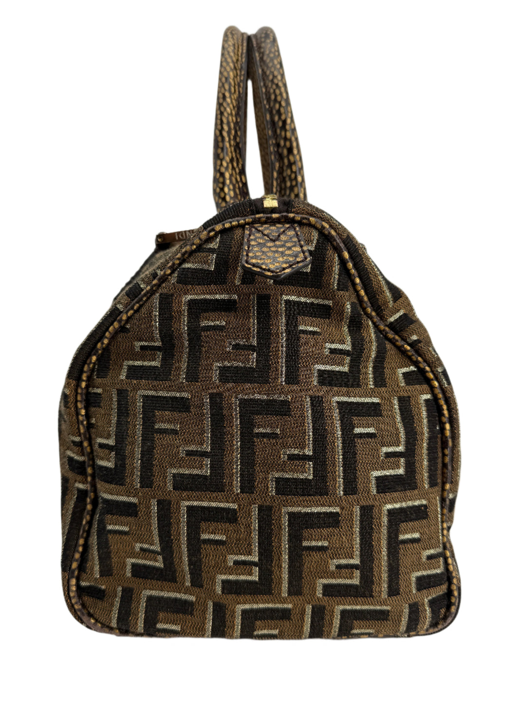 Fendi Medium Chef Boston Bag – Zucca Canvas with Oro Moro Vitello Leather Trim