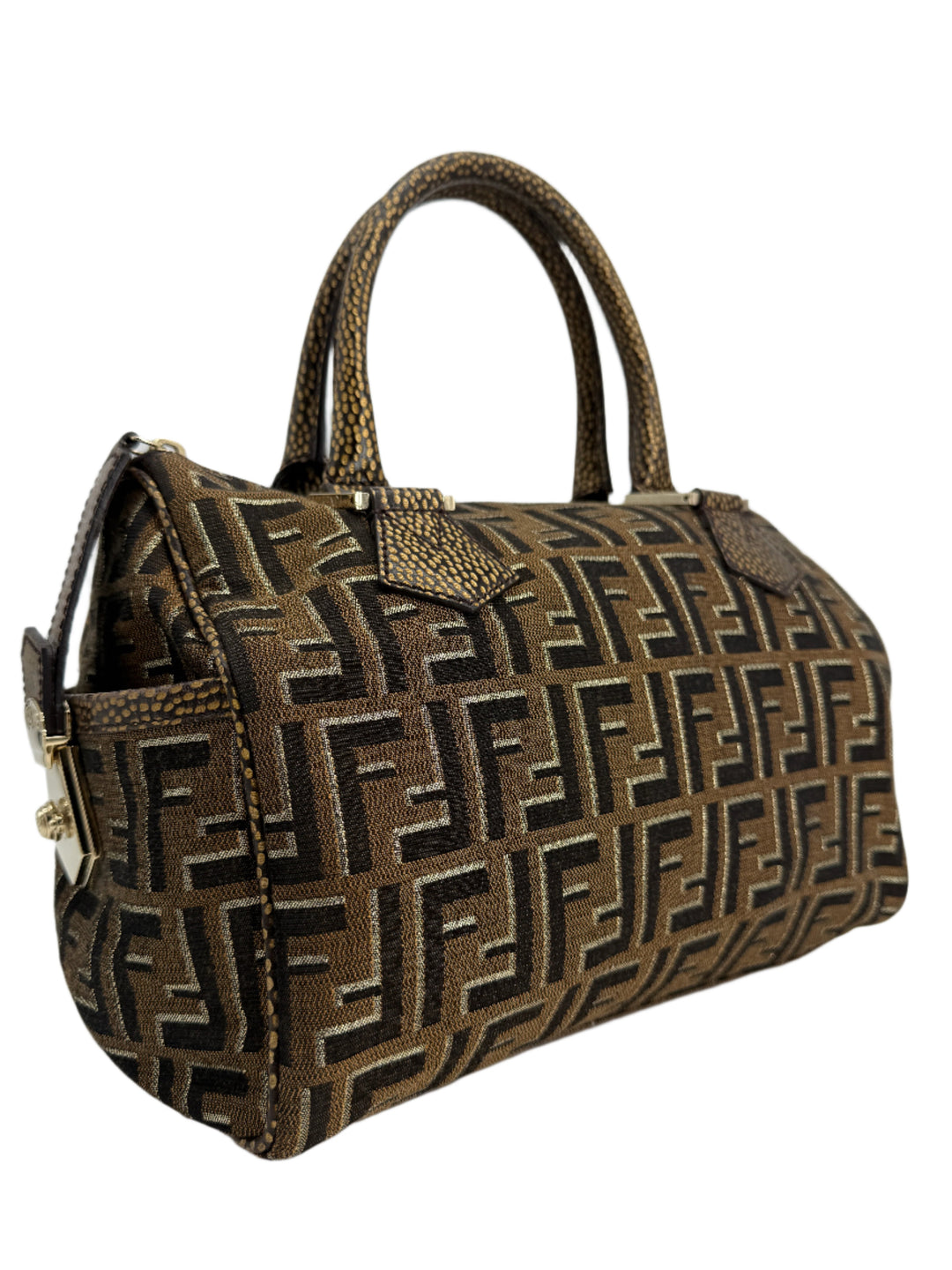 Fendi Medium Chef Boston Bag – Zucca Canvas with Oro Moro Vitello Leather Trim