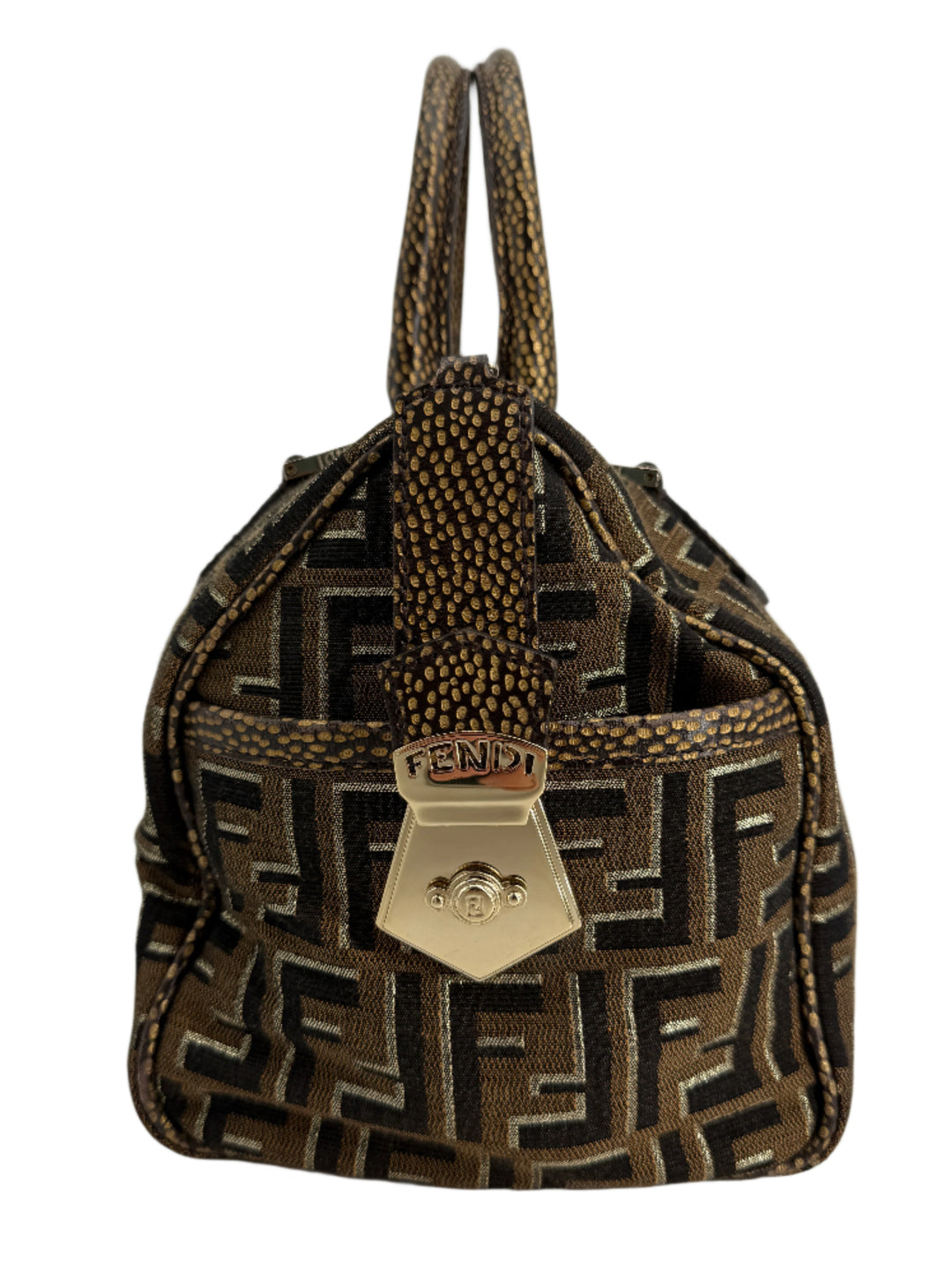 Fendi Medium Chef Boston Bag – Zucca Canvas with Oro Moro Vitello Leather Trim