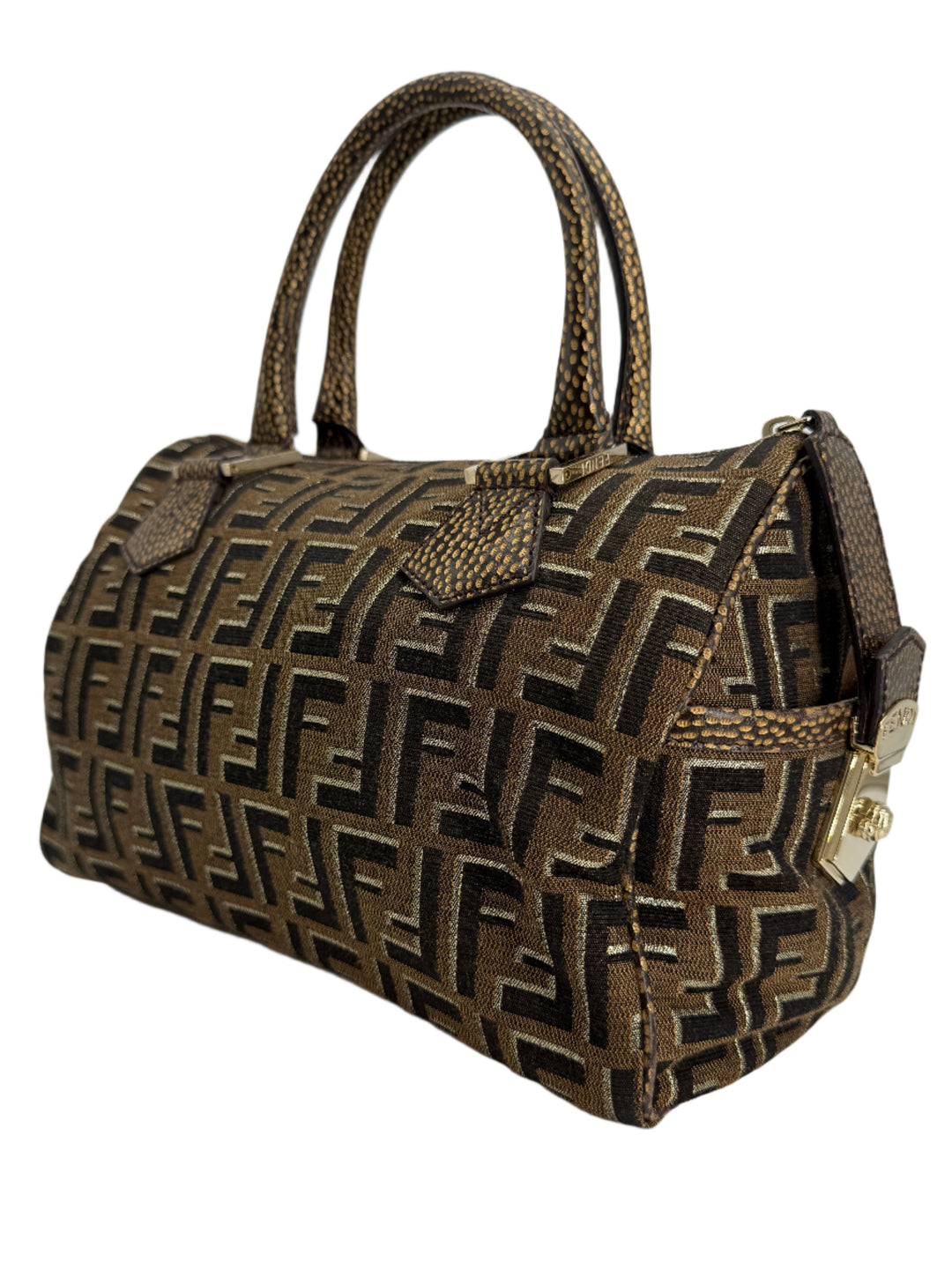 Fendi Medium Chef Boston Bag – Zucca Canvas with Oro Moro Vitello Leather Trim