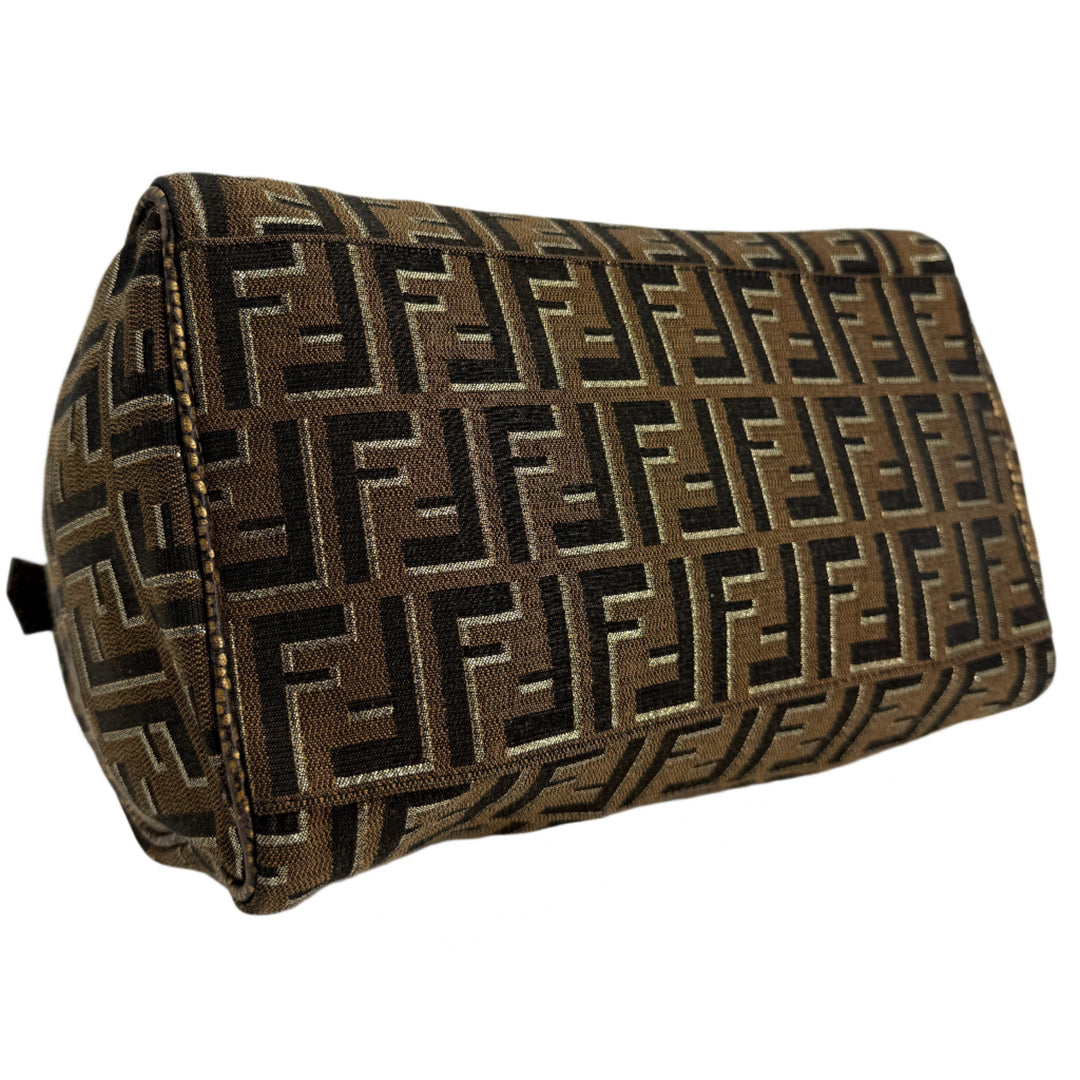 Fendi Medium Chef Boston Bag – Zucca Canvas with Oro Moro Vitello Leather Trim