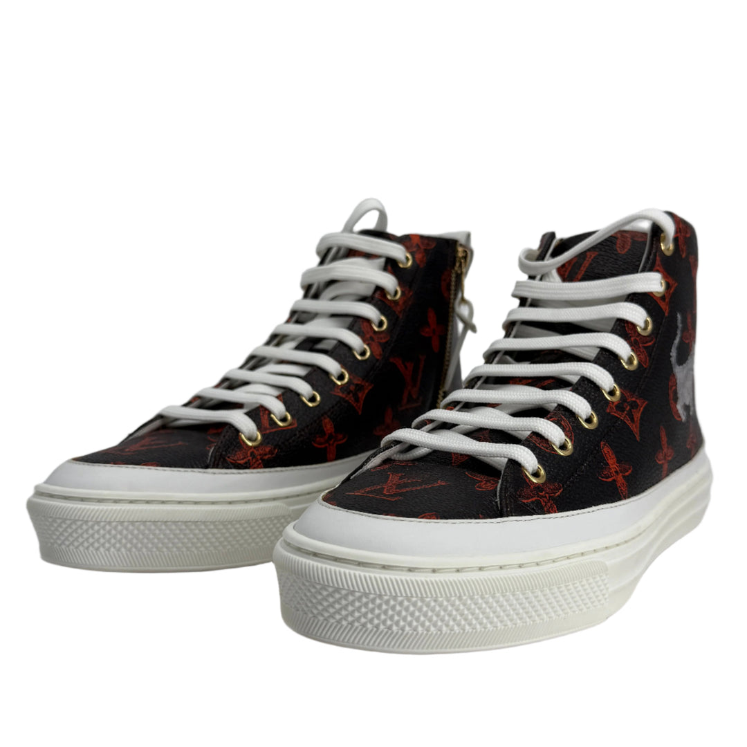 Louis Vuitton Catogram Stellar Sneaker Boots – Marron Monogram Canvas with Cat Print (EU 36.5)