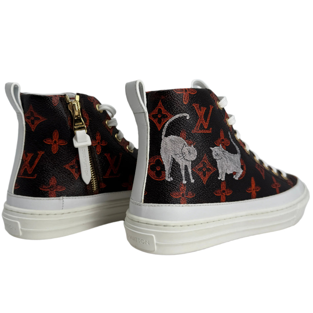 Louis Vuitton Catogram Stellar Sneaker Boots – Marron Monogram Canvas with Cat Print (EU 36.5)
