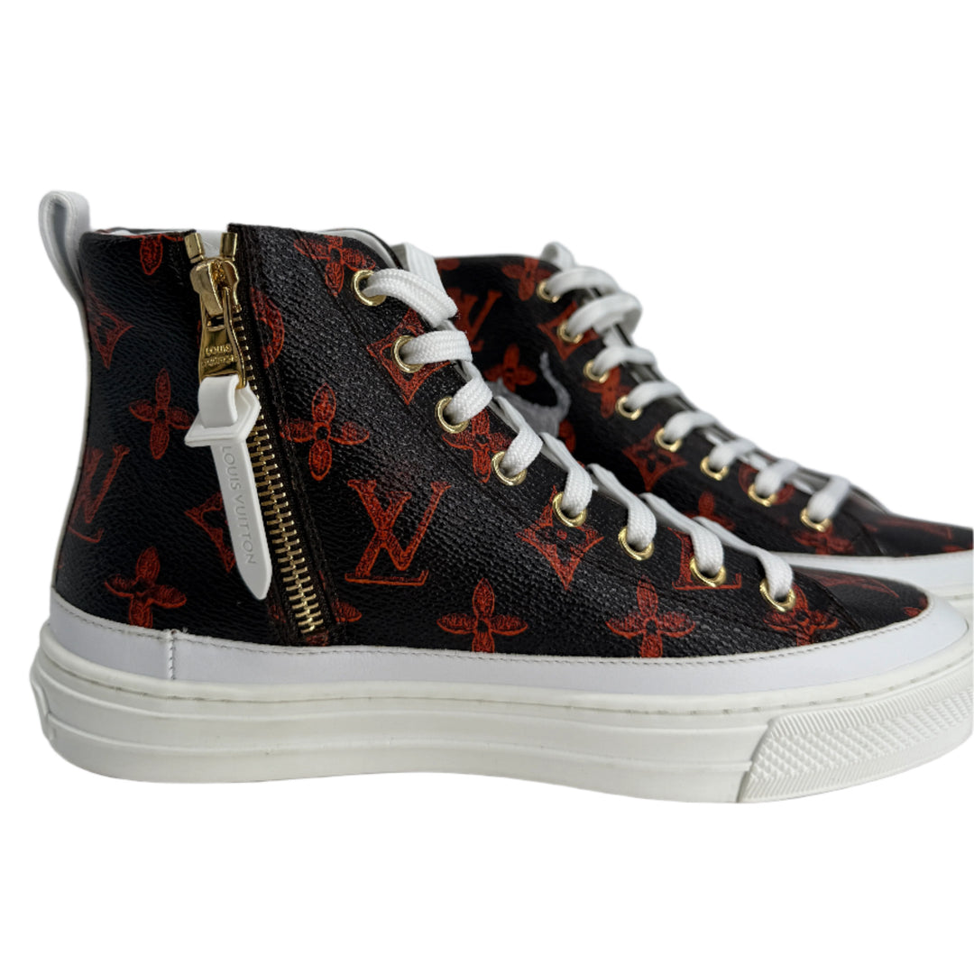 Louis Vuitton Catogram Stellar Sneaker Boots – Marron Monogram Canvas with Cat Print (EU 36.5)