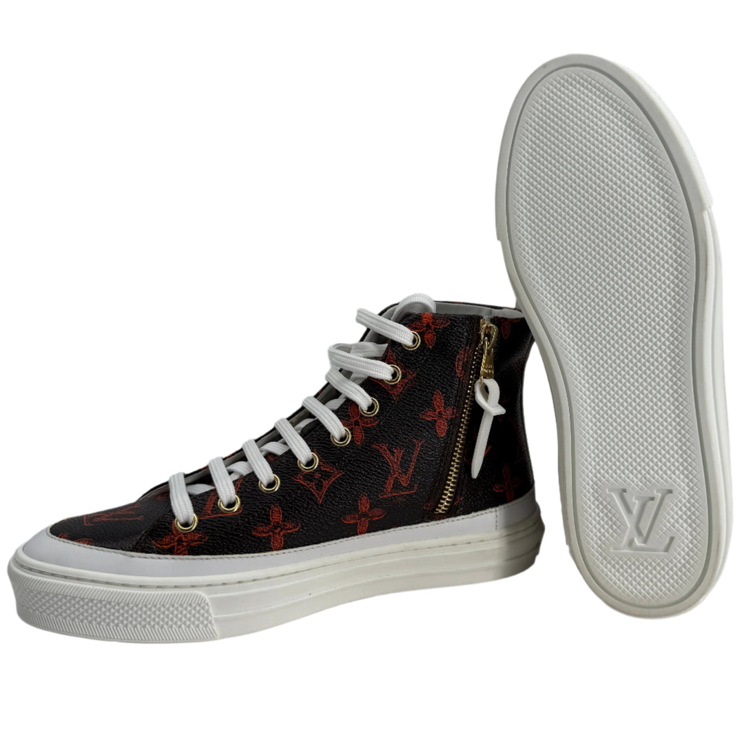 Louis Vuitton Catogram Stellar Sneaker Boots – Marron Monogram Canvas with Cat Print (EU 36.5)