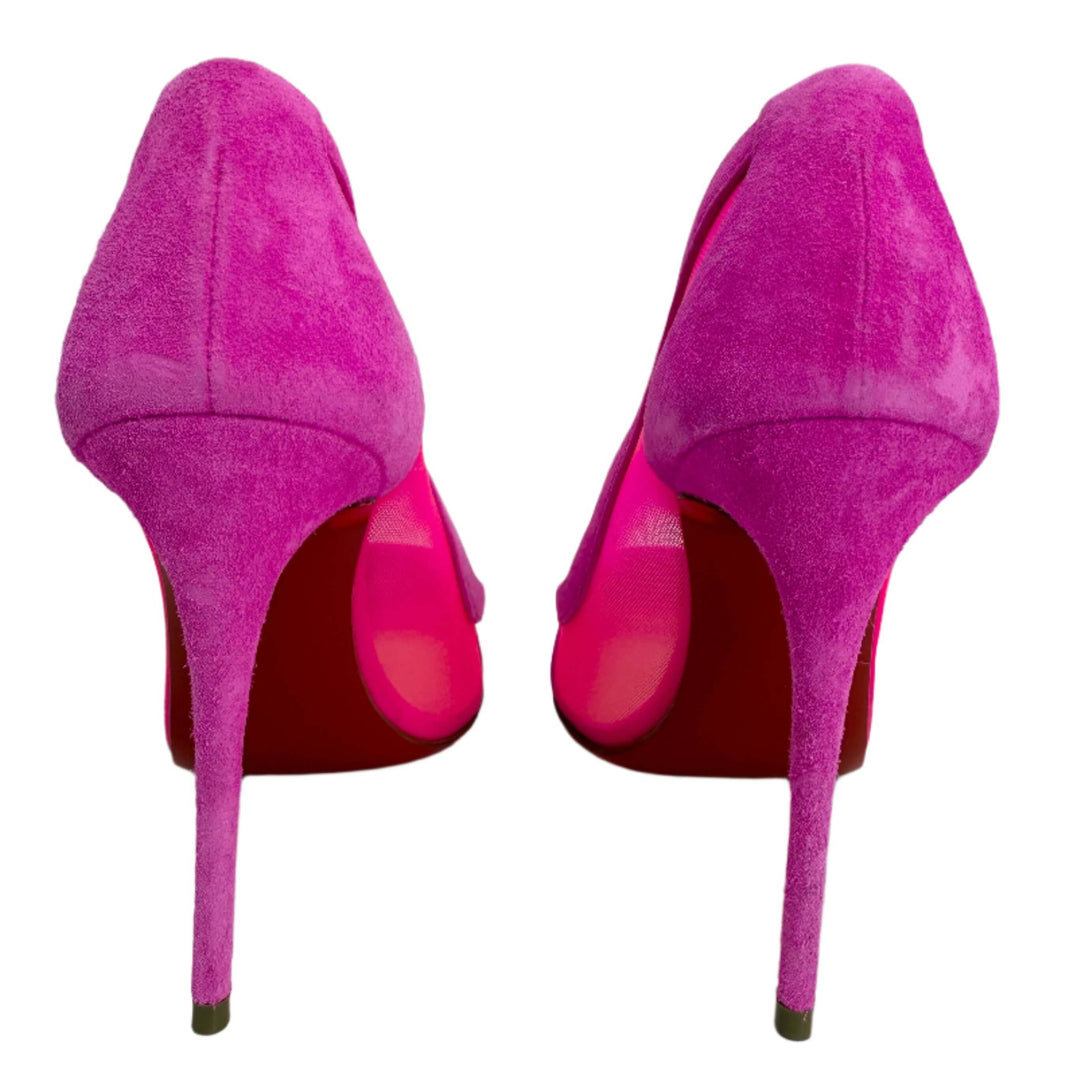 Christian Louboutin Rete Galativi 100 Pumps – Pink Suede & Mesh (Size 36)
