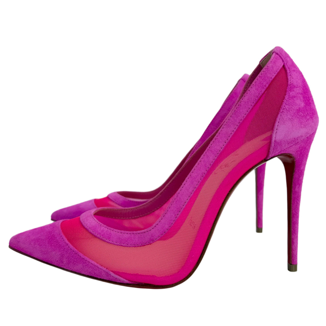 Christian Louboutin Rete Galativi 100 Pumps – Pink Suede & Mesh (Size 36)