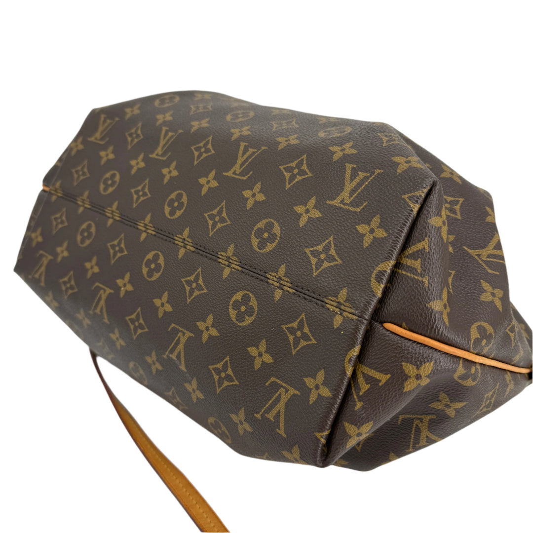 Louis Vuitton Monogram Turenne MM bag showcasing signature coated canvas and elegant pleating.